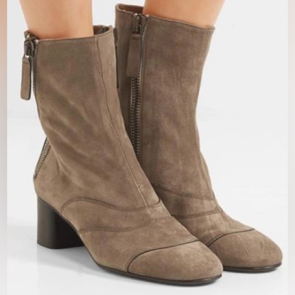 CHLOE LEXIE SUEDE ANKLE BOOTS MOTTY GREY SIZE 36.5 US 6.5